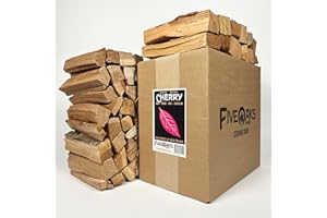FiveOaks Firewood Pizza Oven Wood Kiln Dried Mini Split Cherry 8" inch Long Pizza Wood for Cooking, Grilling or Smoking 1,248 cu. in. of Cherry Wood for Mini Wood Stove Cooking Wood, Smoking Wood