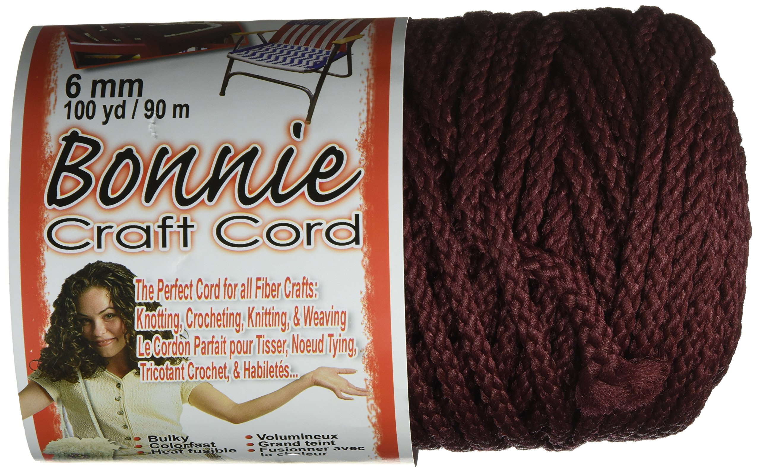 Pepperell Bonnie Macrame Craft Cord 6 MMX 100 Yard-Burgundy, Pack of 1