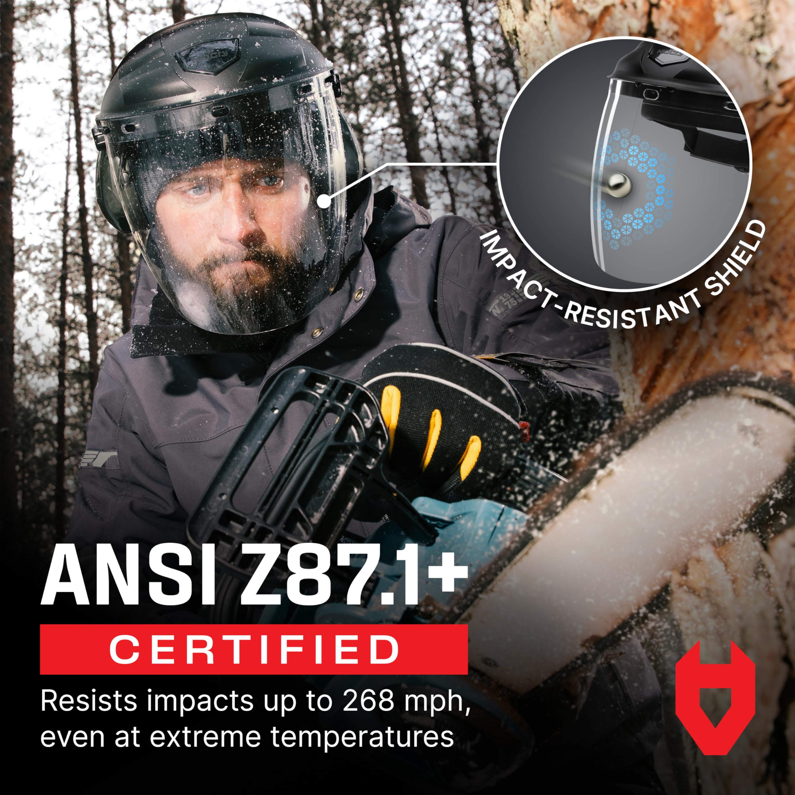 NoCry Premium Safety Face Shield for Grinding and Cutting — Clear Anti-Fog, Impact Resistant Visor and Adjustable Headgear — ANSI Z87.1 Certified for Industrial Use — Washable Sweatbands Included