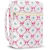 WOBAGMEN Bible Cover Case for Women,Large Bible Tote Bags Organizer Quilted Carrying Case for Girls,Bible Study Supplies Accessories Christian Gifts for Women (linggehua, M)