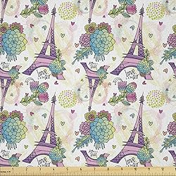 Lunarable Succulent Fabric by The Yard, Love is in