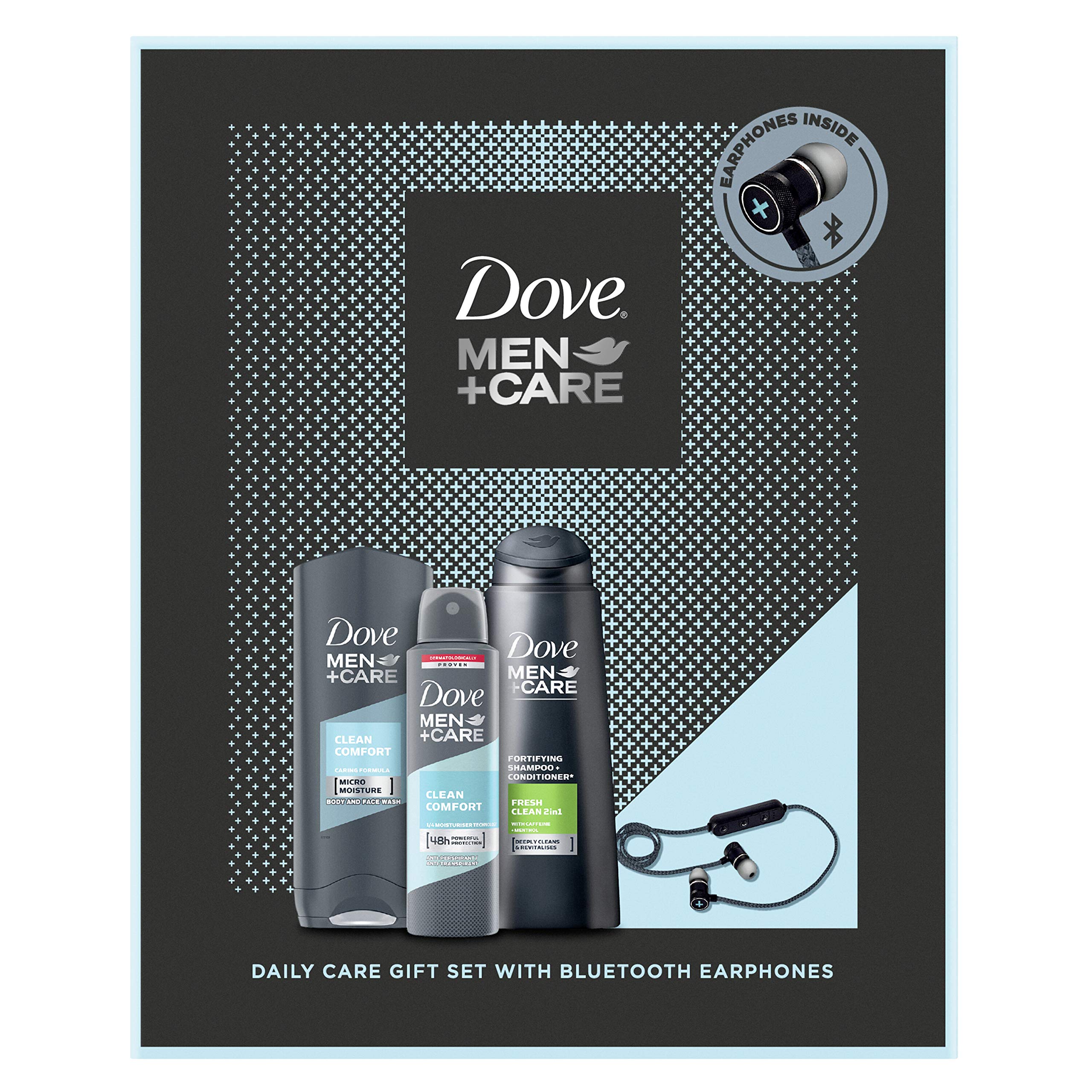 Dove Men + Care Daily Care and Wireless Bluetooth Headphones Gift for men, Long Lasting Dove Deodorant For A Clean And Fresh Fragrance with Shower Gel
