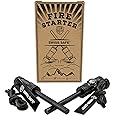 Swiss Safe 5-in-1 Fire Starter with Compass, Paracord and Whistle (2-Pack) for Emergency Survival Kits, Camping, Hiking, All-