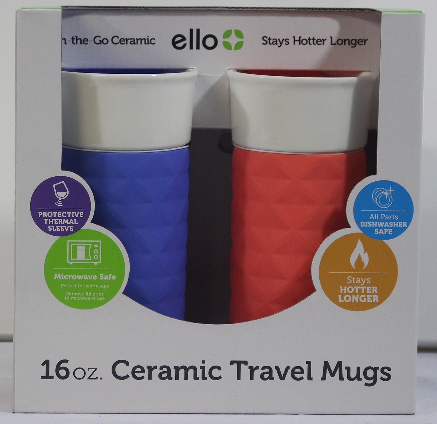 Ello Ogden Bpa Free Ceramic Travel Mug With Lid 2pk 2 Coral Denim Amazon Ca Home Kitchen