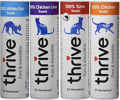 Thrive Cat Treats Assorted Chicken White Fish Tuna & Chicken Liver Pack of 4