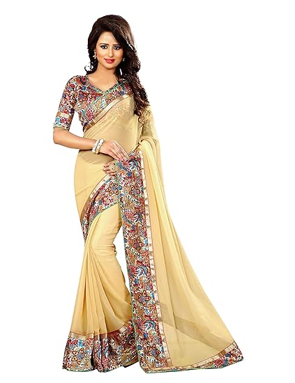 OOMPH! Georgette Saree with Blouse Piece