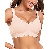 Gailife Scalloped Jelly Bras for Women No Underwire Wireless Seamless Push Up Bralettes Soft Comfort Everyday Tshirt Bra