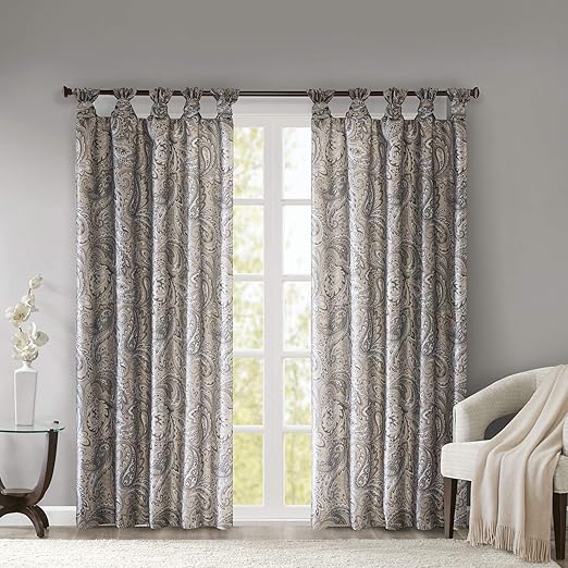 Amazon Com Madison Park Yvette Twist Tab Paisley Printed Curtain