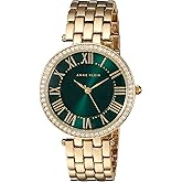 Anne Klein Women's Premium Crystal Accented Gold-Tone Bracelet Watch, AK/2230GNGB