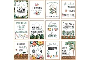 CARSON DELLOSA EDUCATION Carson Dellosa Grow Together 12pc Motivational Poster Set, 8.5" x 11" Nature Decor Classroom Posters for Bulletin Board, Motivational Wall Decor, Office Decor, Classroom Decor, Flower Classroom Themes