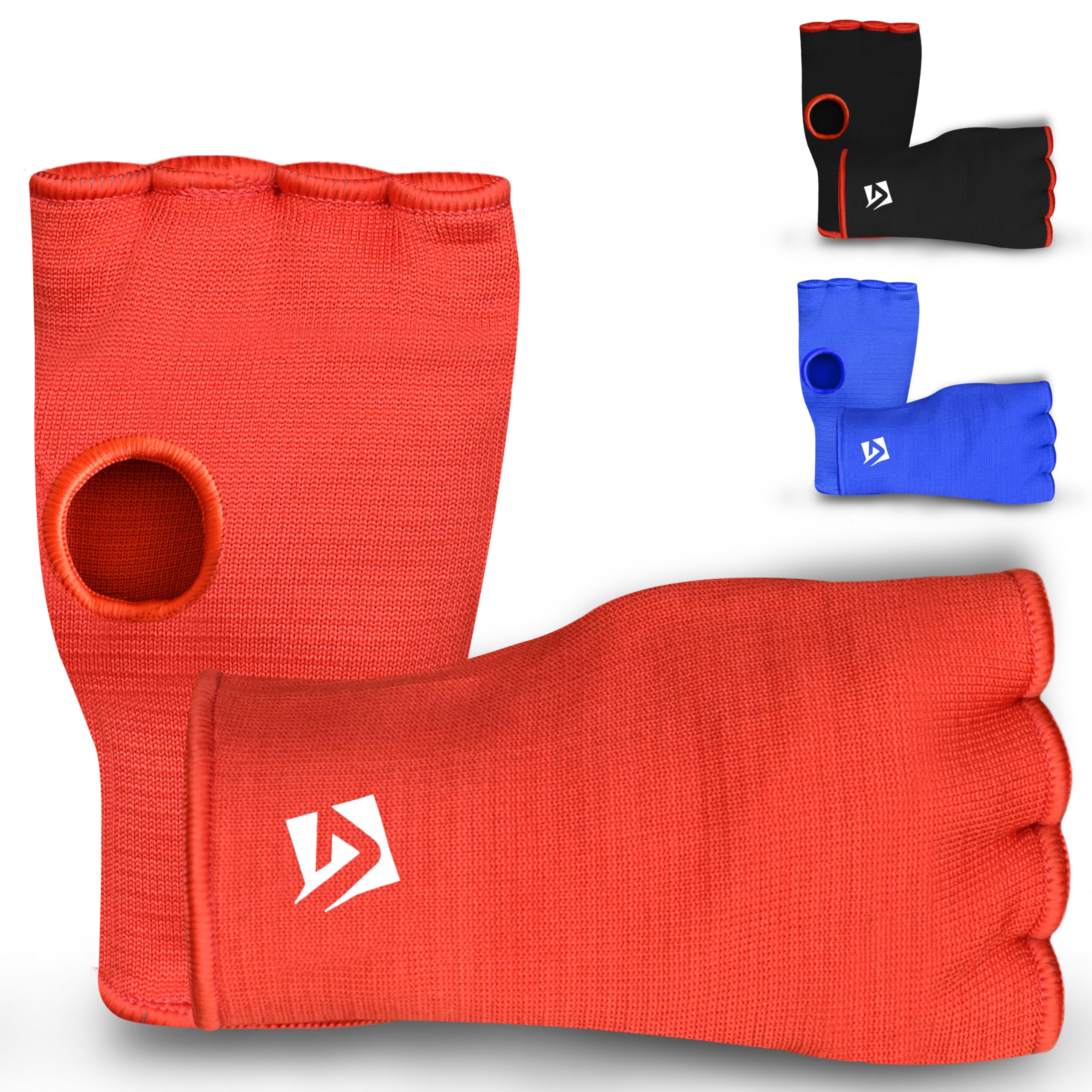 AQF Boxing Inner Gloves Elasticated Fist Protector Mitts Bandages Alternative to Hand Wraps Breathable (Red, L)