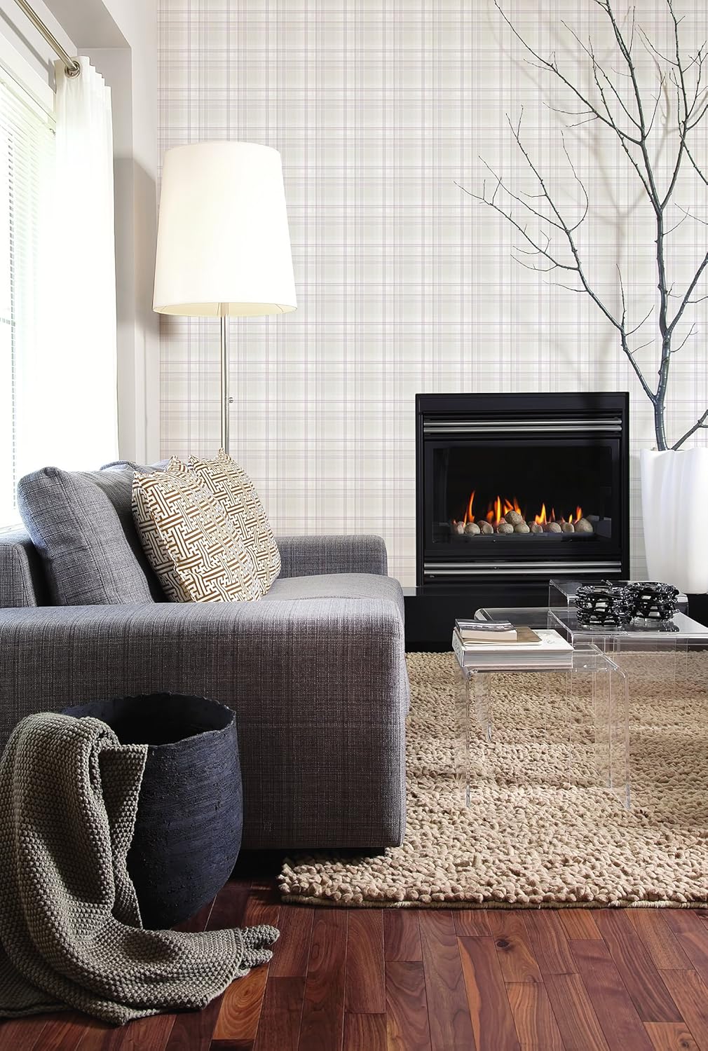 Galerie G56305 Nordic Elements Tartan Design Wallpaper, Greige, 10m x 53cm - Image 3