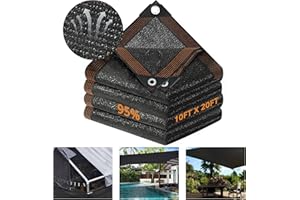 Garden 90% Shade Mesh Cloth, Phiowocx 10 x 20FT Sun Shade Net,Resistant Mesh Sun Shade Reinforced Grommets Shade Trap for Gre