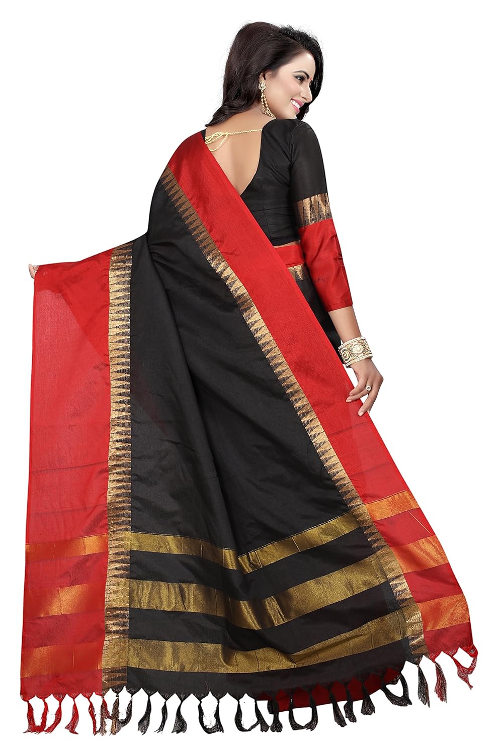 women's cotton silk saree with blouse piece (templevisvavatiation)