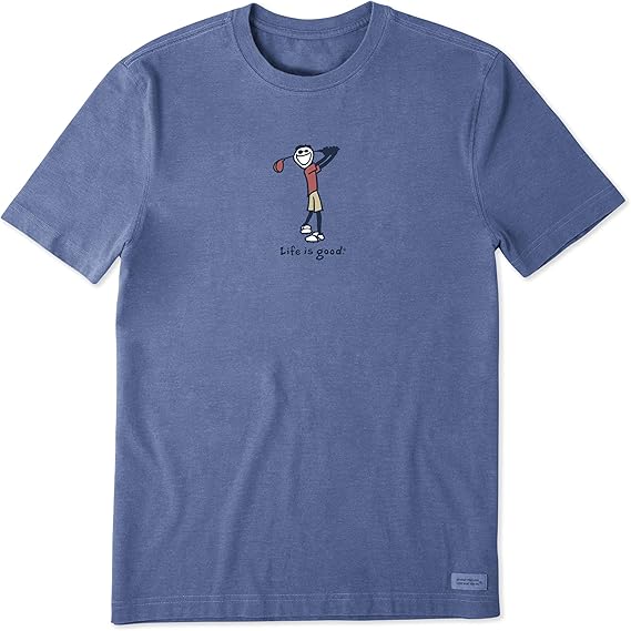 Life is Good Mens Golf Vintage Graphic TShirts,Heather Vintage Blue