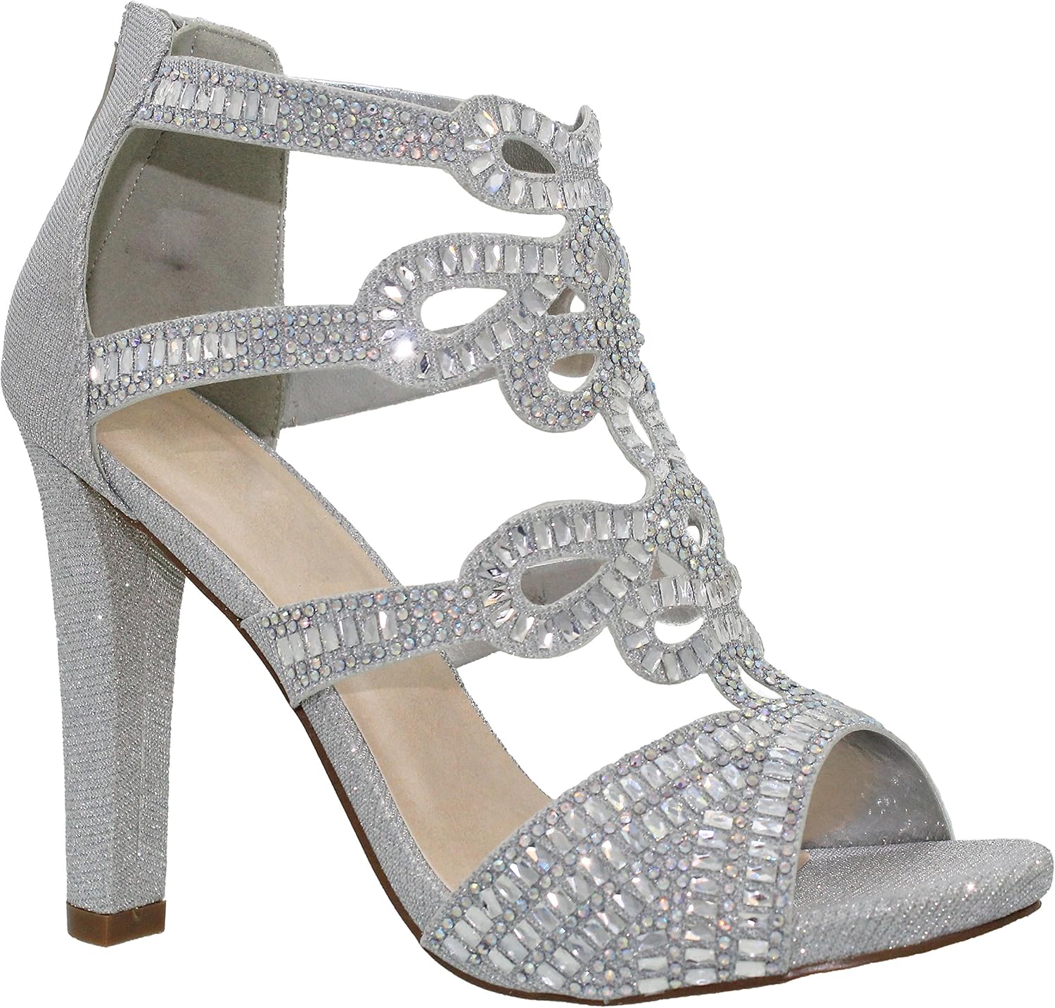 MVE Shoes Women's Open Toe Back Zipper High Heel Party