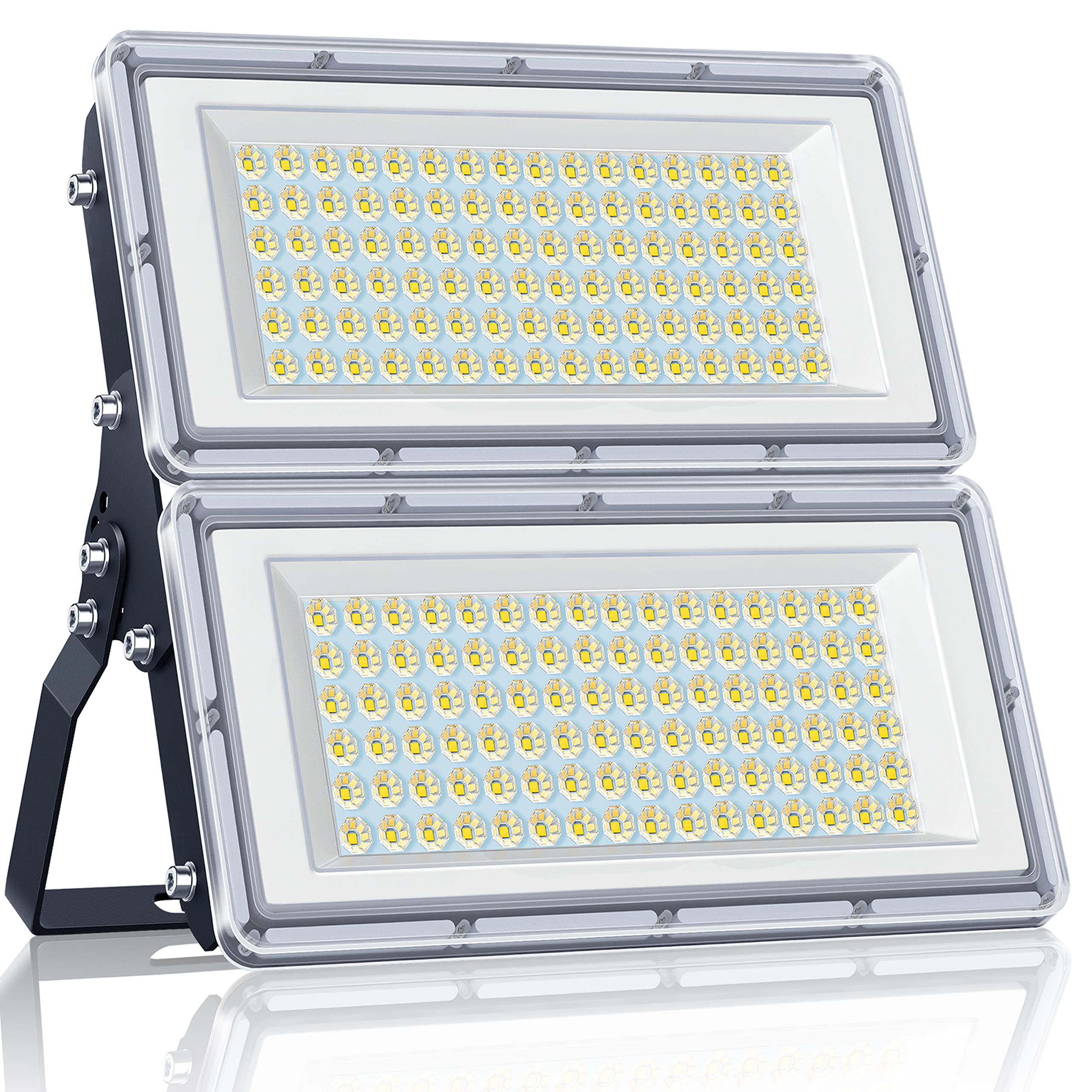 YIQIBRO 200W LED Floodlight, 2 in 1 LED Flood Lights Outdoor, 20000LM 6500K Daylight Outside Security Lights, IP67 Waterproof Spotlight with 180° Rotation for Garden Garage Yard Warehouse Stadium