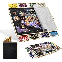 Tektalk Foldable Puzzle Board with Sorting Trays/Drawers, Jigsaw Puzzle Table with Cover, Storing for 2000, 1500, 1000, 500 J