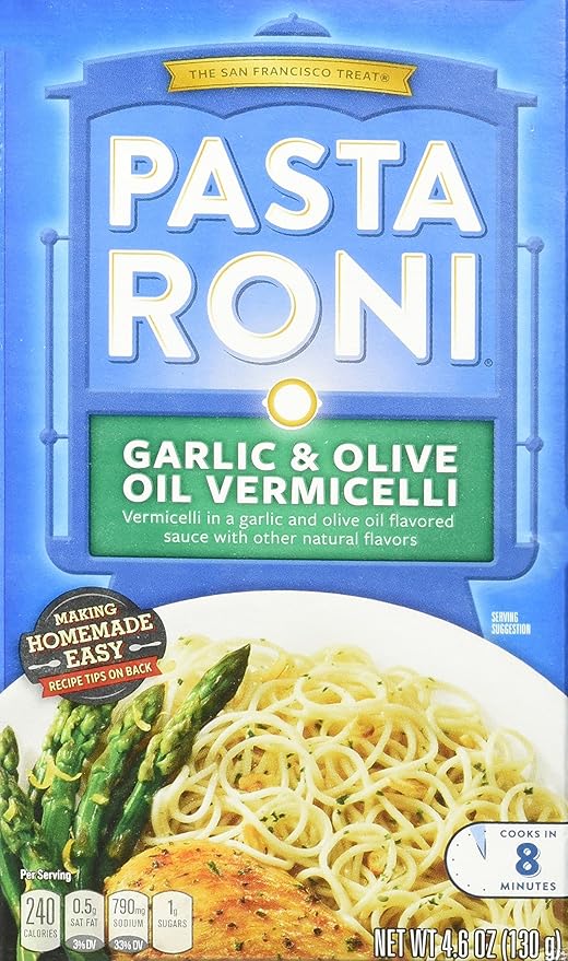Amazon Com Pasta Roni Garlic Olive Oil Vermicelli Mix 4 6oz Box Pack Of 6 Grocery Gourmet Food