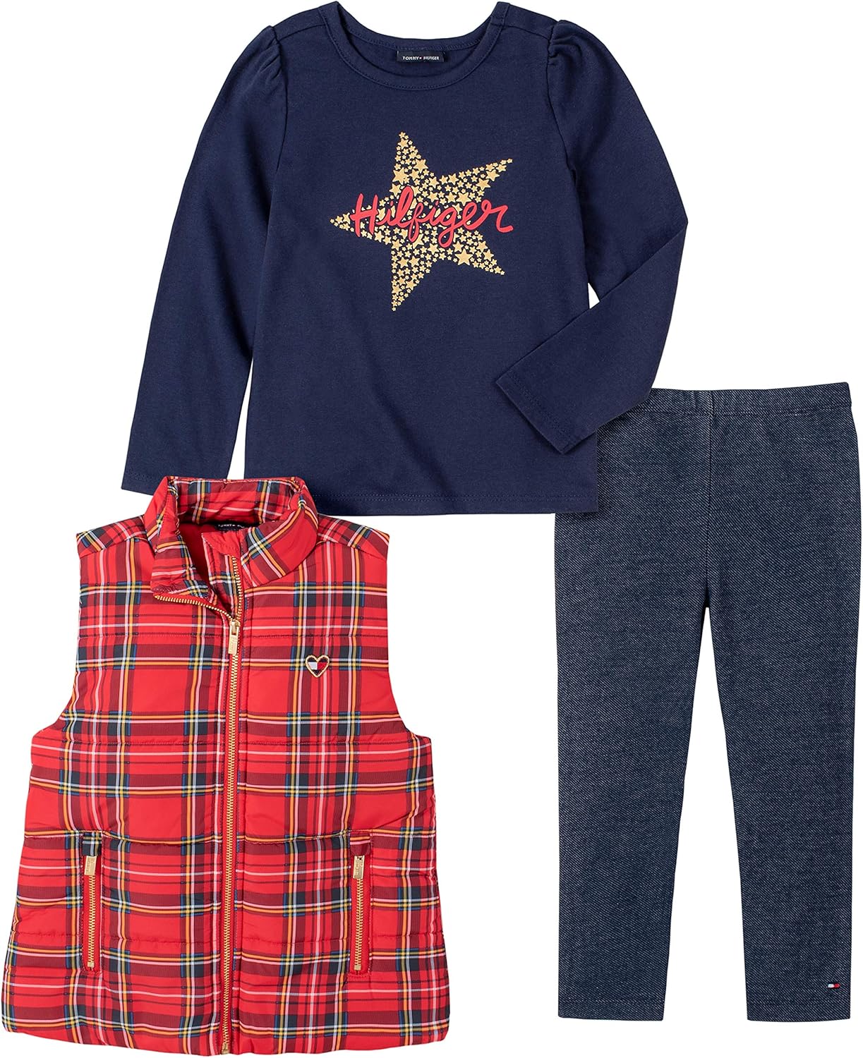 Tommy Hilfiger Baby Girls' 3 Pieces Vest Pants Set Clothing