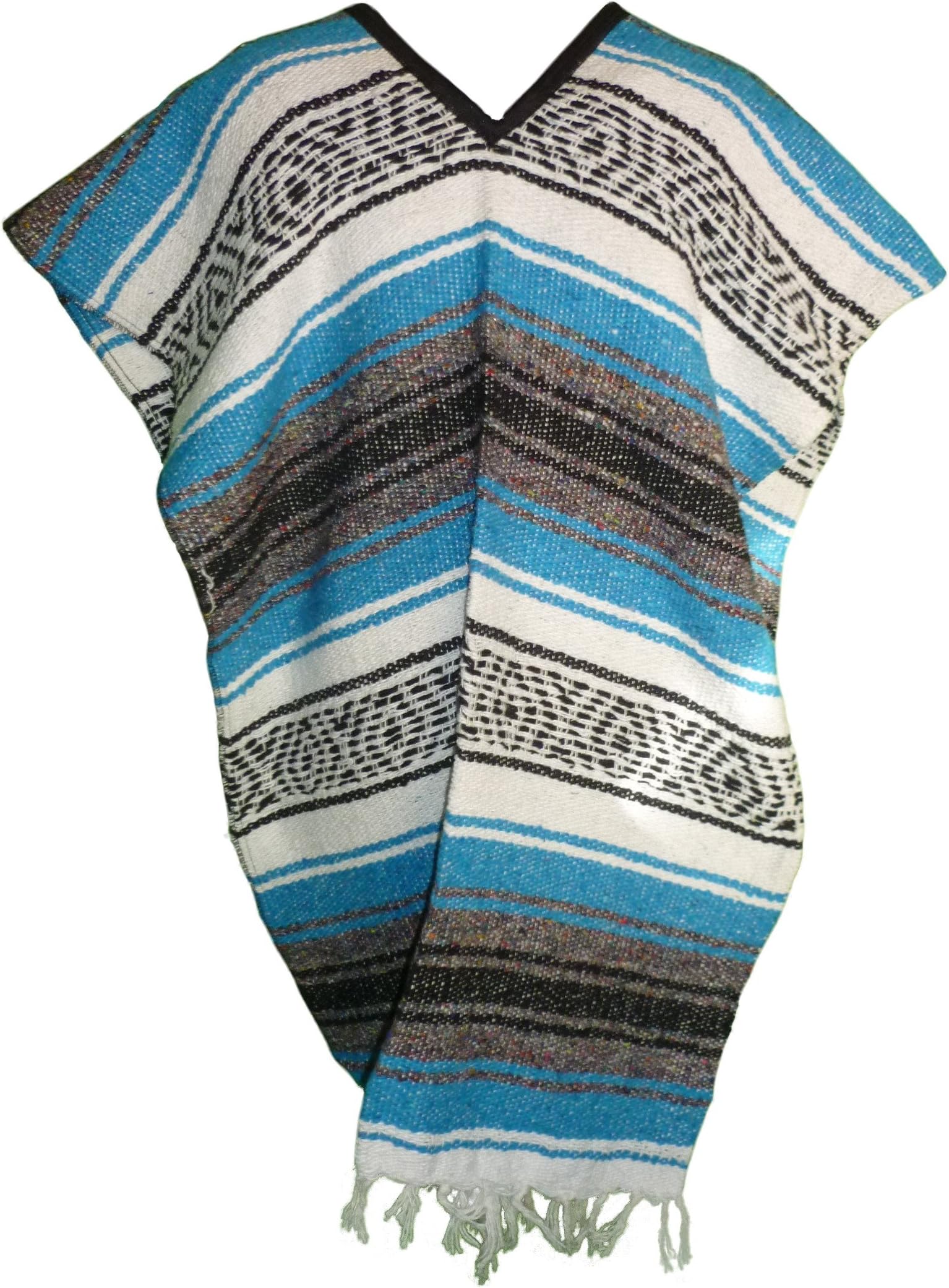 Mexican Poncho Blanket Material by QueBaja - Baby Blue