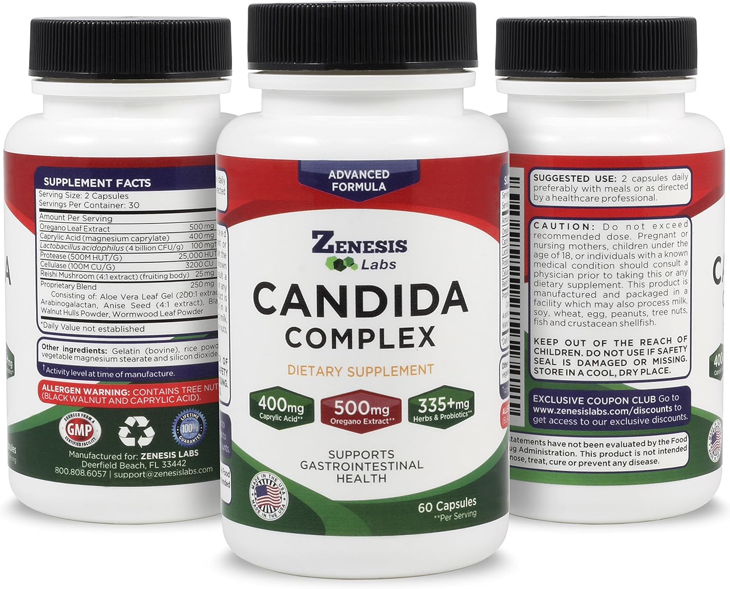 Candida Cleanse Detox Caprylic Acid Supplement 60 Capsules for