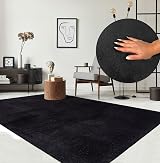 the carpet Relax Modern Fluffy Short Pile Rug Non-Slip Black 80x150 cm