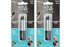 RED by Kiss Quick Cover Root Touch Up Stick, Water-Resistant Temporary Gray Hair Concealer with Brush for Roots and Beard, Long-Lasting Coverage, Easy Application (2 Pack, Black)