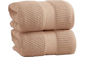 NY Loft 100% Cotton 2 Pack Bath Sheet Towel Set | Extra Large Oversize Bath Towels | Absorbent & Quick-Dry | Textured and Durable Cotton | Light Taupe