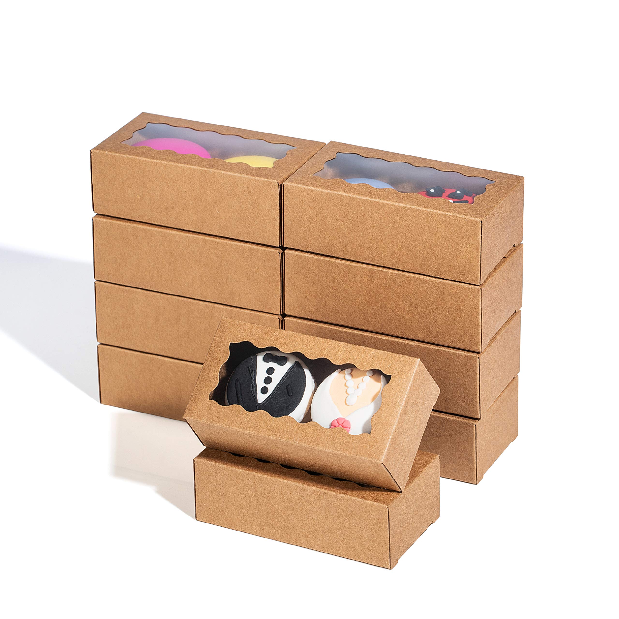 Photo 1 of JCXGRVC small treat boxes with window - 100pcs candy box for chocolate & bakery treats Macaron Packaging for Wedding 4.17 x 2.16 x 1.37 inches macaron boxes for 2