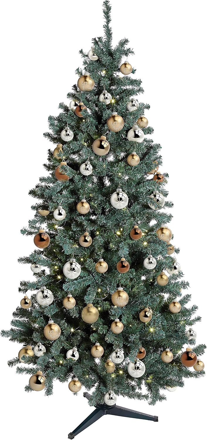 KREBS & SOHN Cult - Set of 12 glass Christmas balls (8cm diameter) - Christmas tree decoration - brown and silver - Image 4