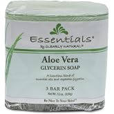 CLEARLY GLYCERIN Hand and Body Bar Soap, Aloe Vera, 4 oz, 3 Pack | Moisturizing, Whole Body Use, Maintains Skin pH Balance, Rinses Clean, No Sticky Residue, Packaging May Vary
