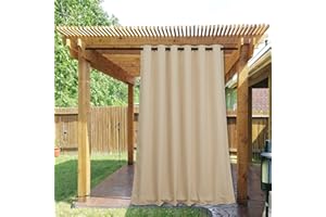 NICETOWN Waterproof Gazebo Curtains 2 Panels,Thermal Insulated Top & Bottom Grommet and Back Tab Windproof Blackout Porch Dra