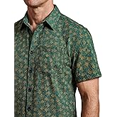 Men‘s Hawaiian Shirts Short Sleeve Retro Geometric Button Down Pocket Casual Vacation Shirt
