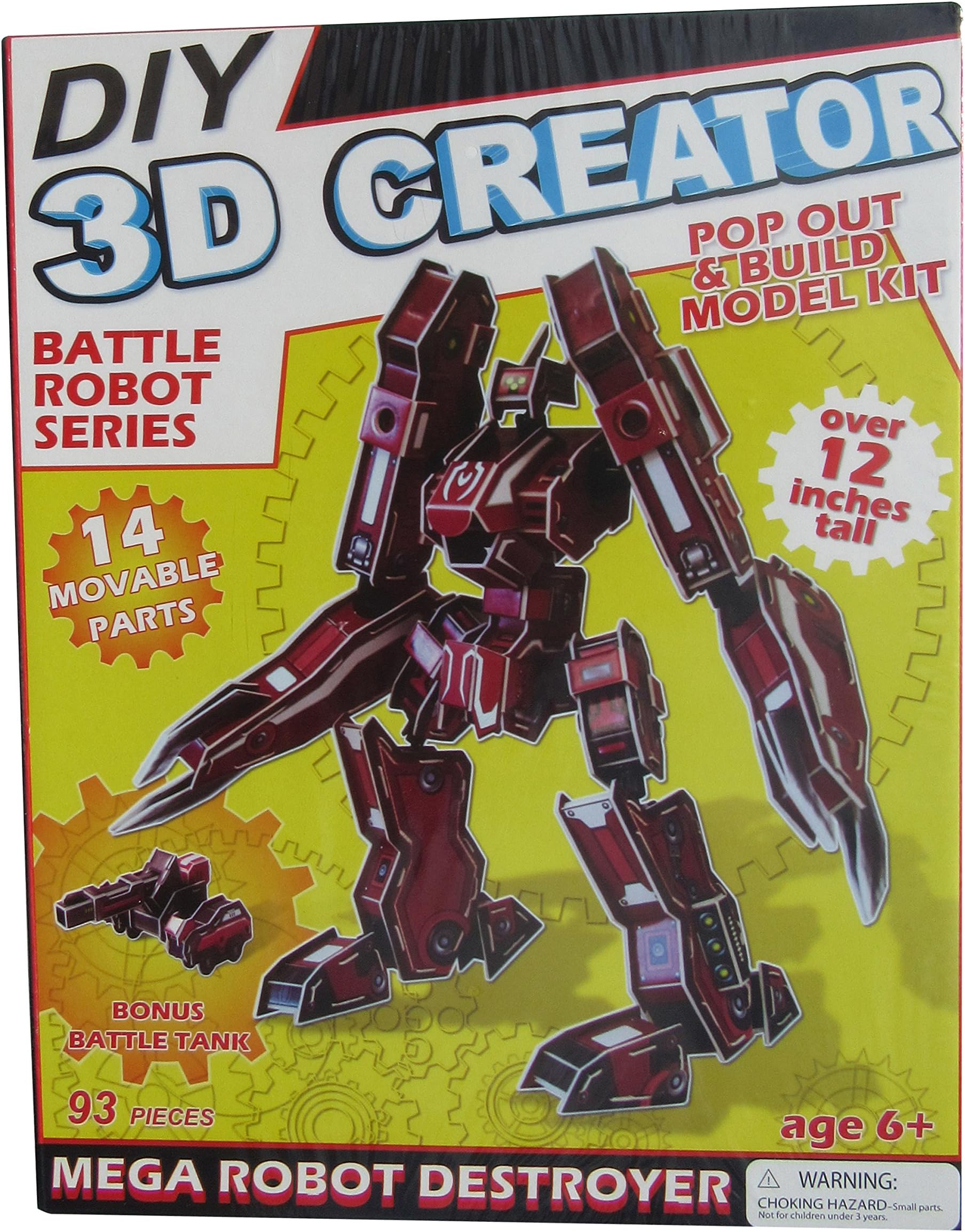 DIY 3D Creator Battle Robot Series Model - 93 Pieces - 12 Inches Tall - Mega Robot Destroyer With Bonus Battle Tank