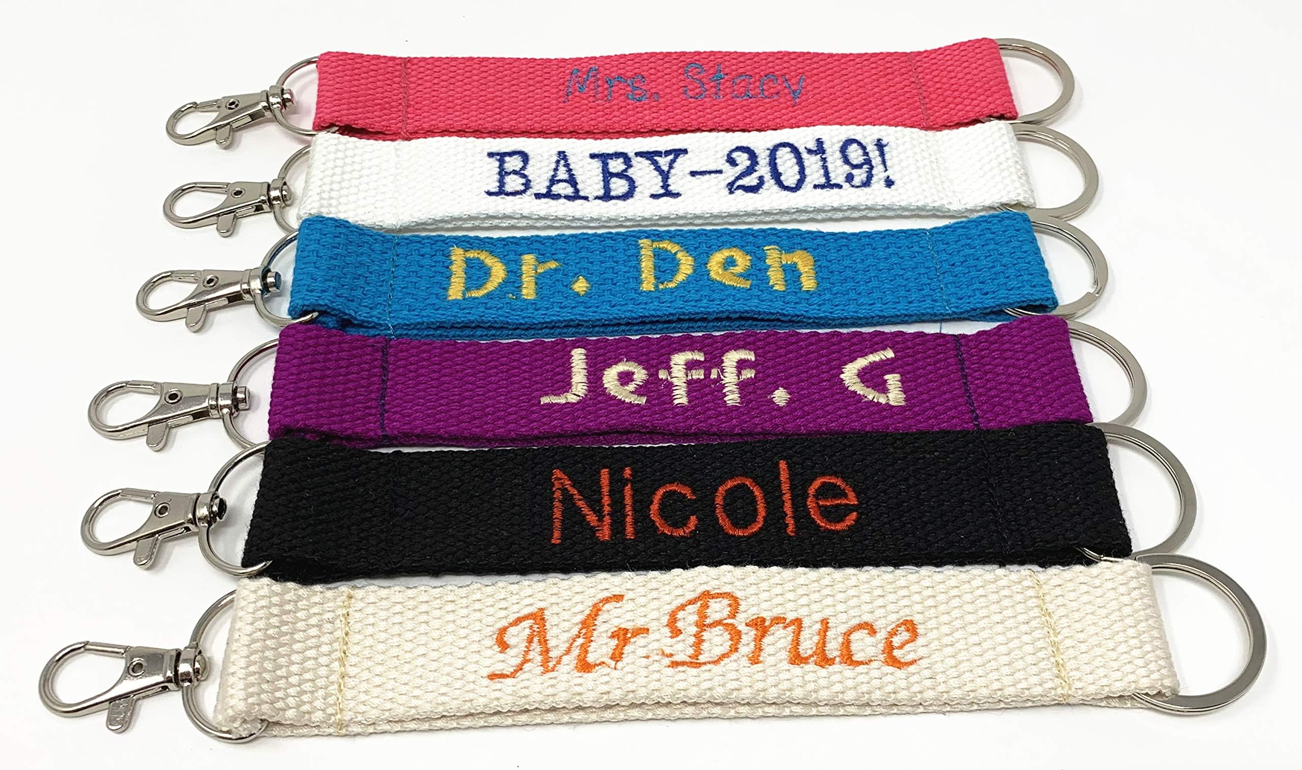 Personalized Custom Heavy Duable Webbing Key Fob, Monogrammed Keychain with Split Ring and Clasp