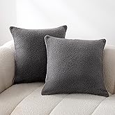 Amazon Basics Boucle Throw Pillow Covers for Couch, Living Room, Home Decor with Hidden Zipper, Grey, 20×20in, Pack of 2