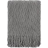 BATTILO HOME Dark Grey Throw Blanket for Couch, Textured Solid Soft Sofa Throw, Knitted Decorative Grey Blanket, 50"x60"