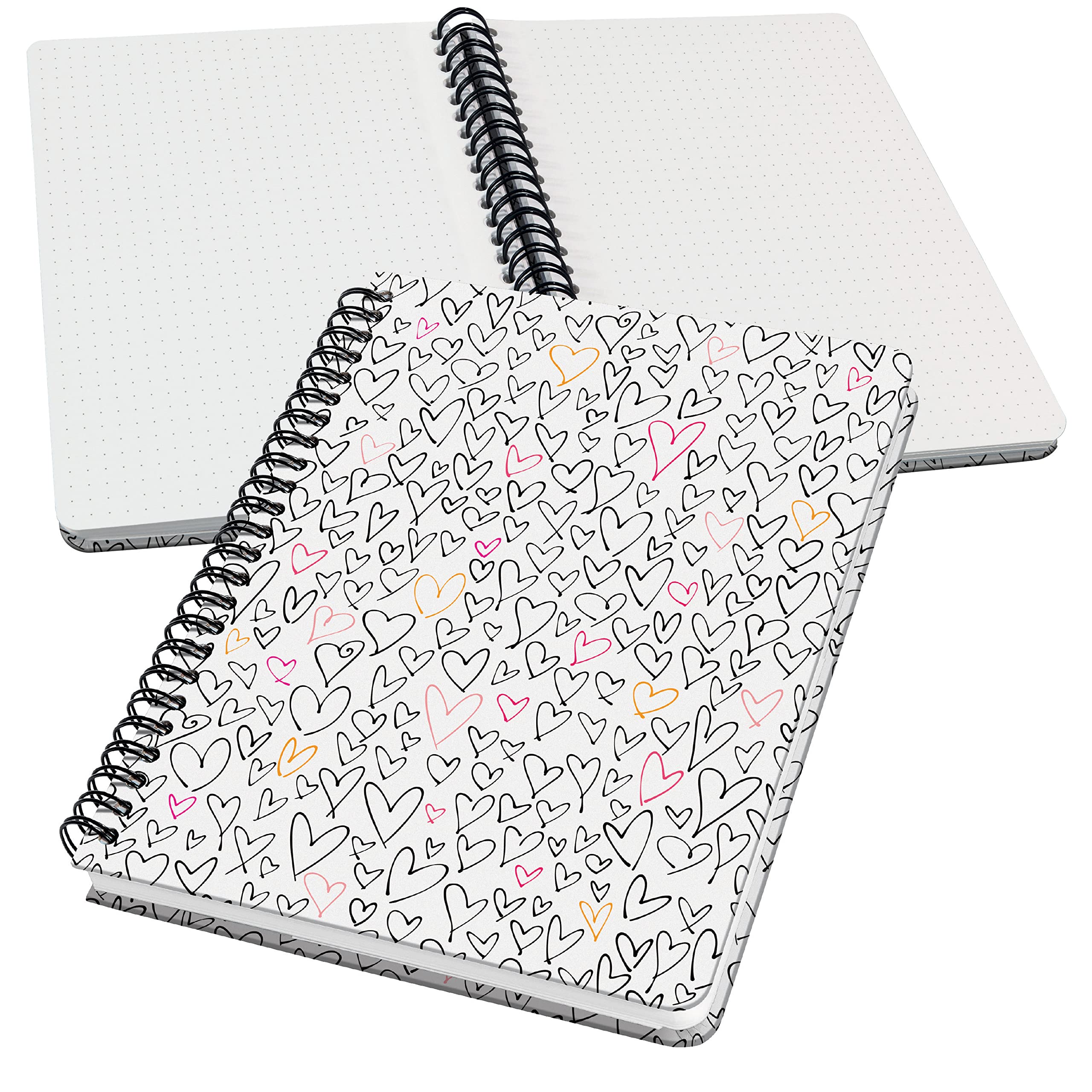 SIGEL JN620 Jolie Spiral notebook, Wild Hearts, dotted (dot grid), 100 gsm, 16,2 x 21,5 cm, hardcover, 120 pages, Black, Pink, Orange