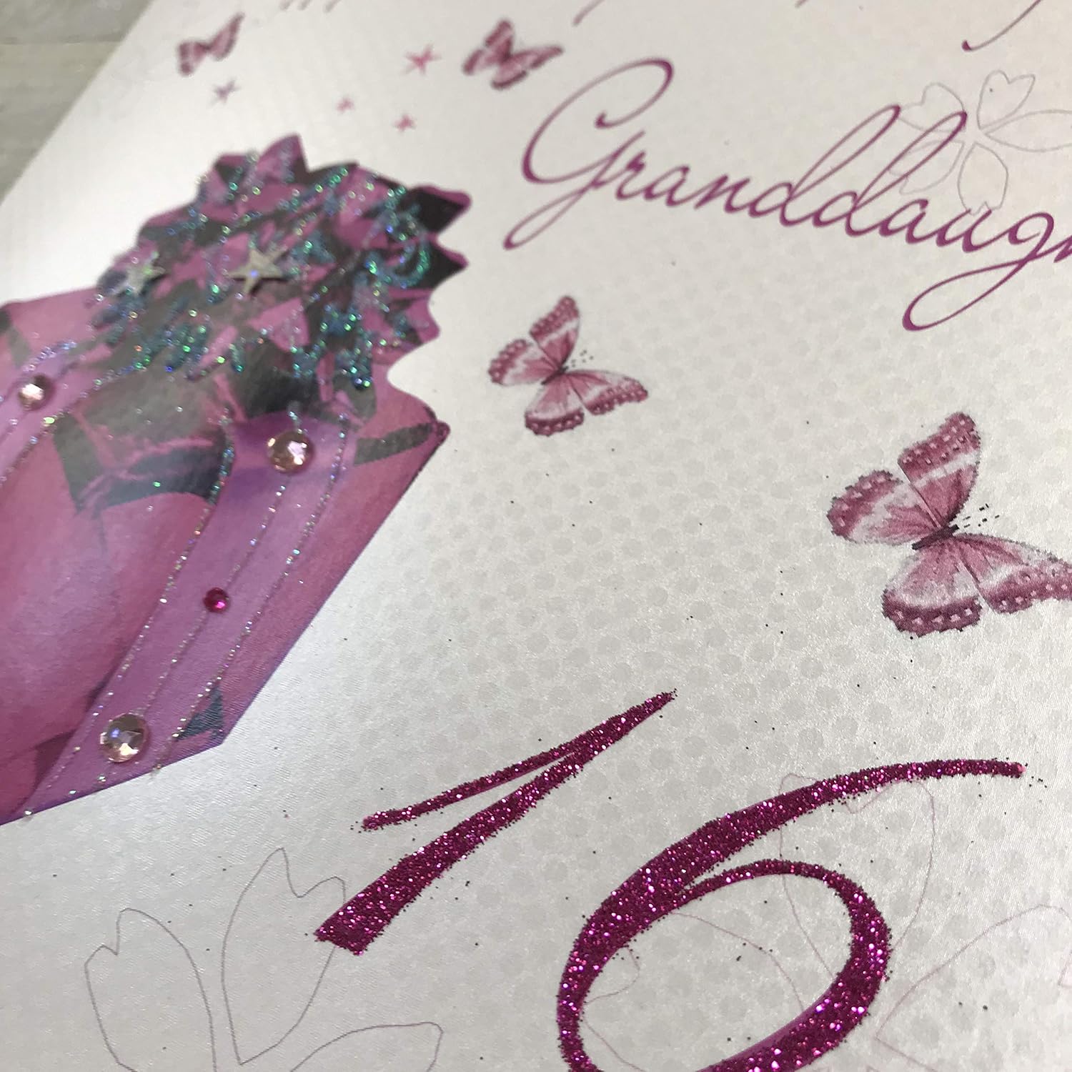 white cotton cards Happy Birthday To A Beautiful Granddaughter 16 Handmade Large 16th Birthday Card Present, XLWB105 NEW, 22cm x 22cm - Image 4
