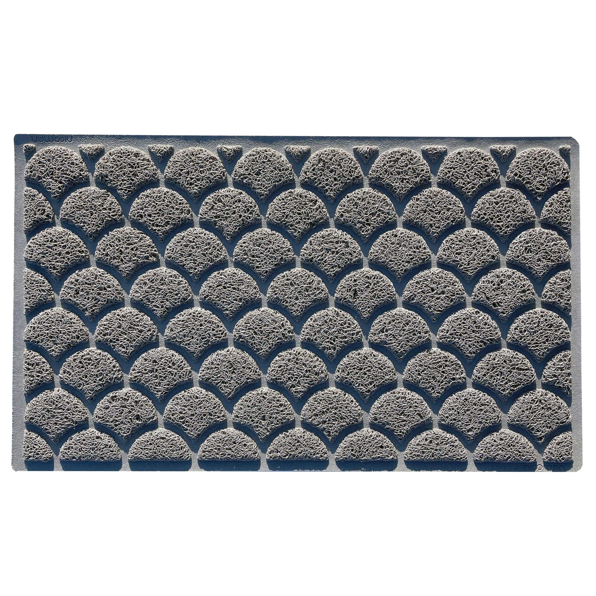 Nicoman Fan Shape Door Mat｜Fish Scales Style Floor Mat｜Patio Garden Kitchen Doormat｜Matt for Outdoor Use ONLY(Grey, 75x44cm)