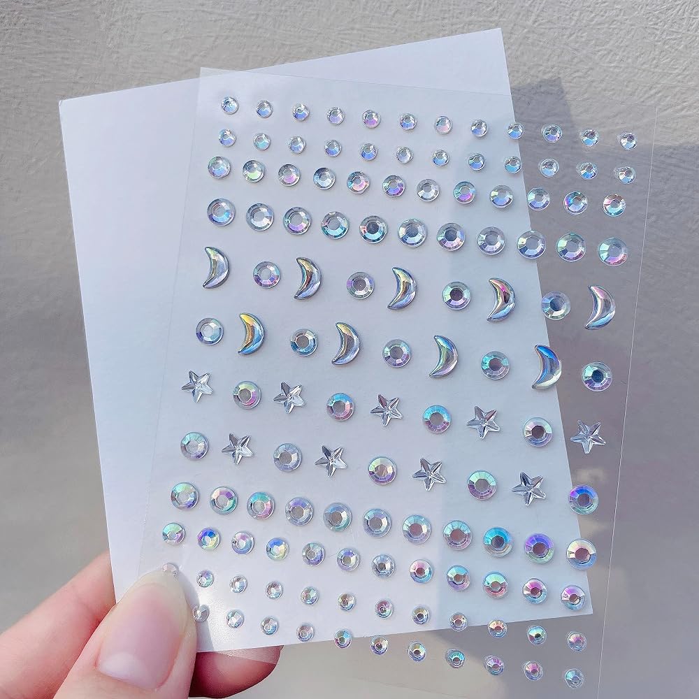 WUIOS Moon Stars Face Gems Jewels Stick Women Hair Face Diamonds Rhinestones