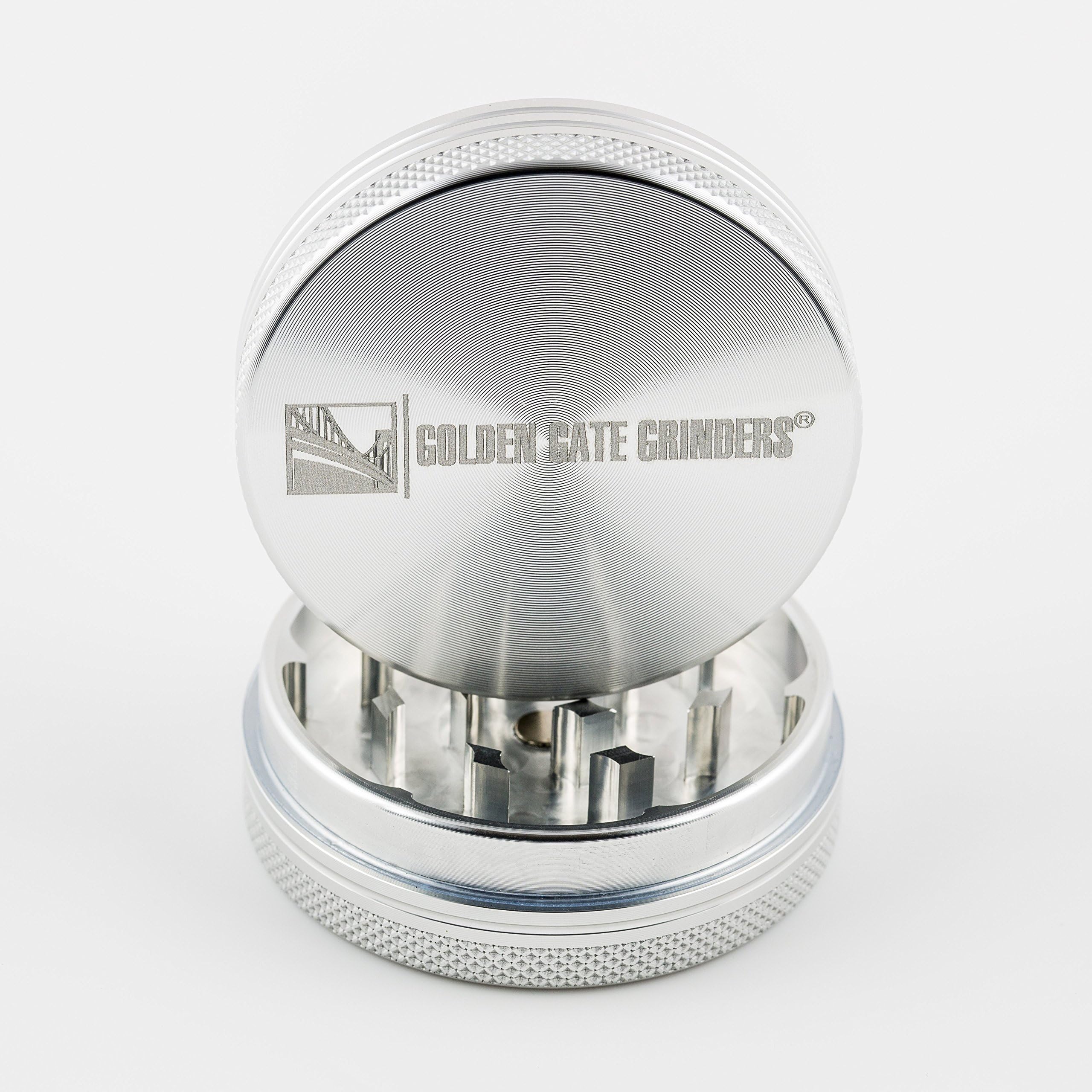 Golden Gate Grinder Large 2.5" Four Piece Space Grade Aluminum Sharp Diamond Shaped Grinder Teeth - Blue