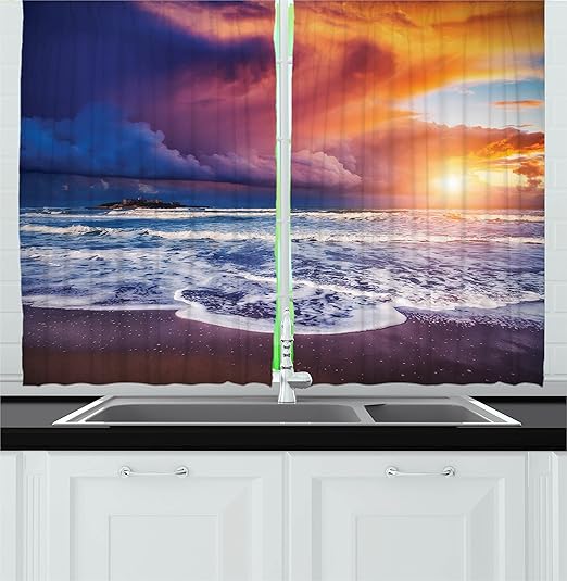 Amazon Com Ocean Decor Kitchen Curtains By Ambesonne Fantastic