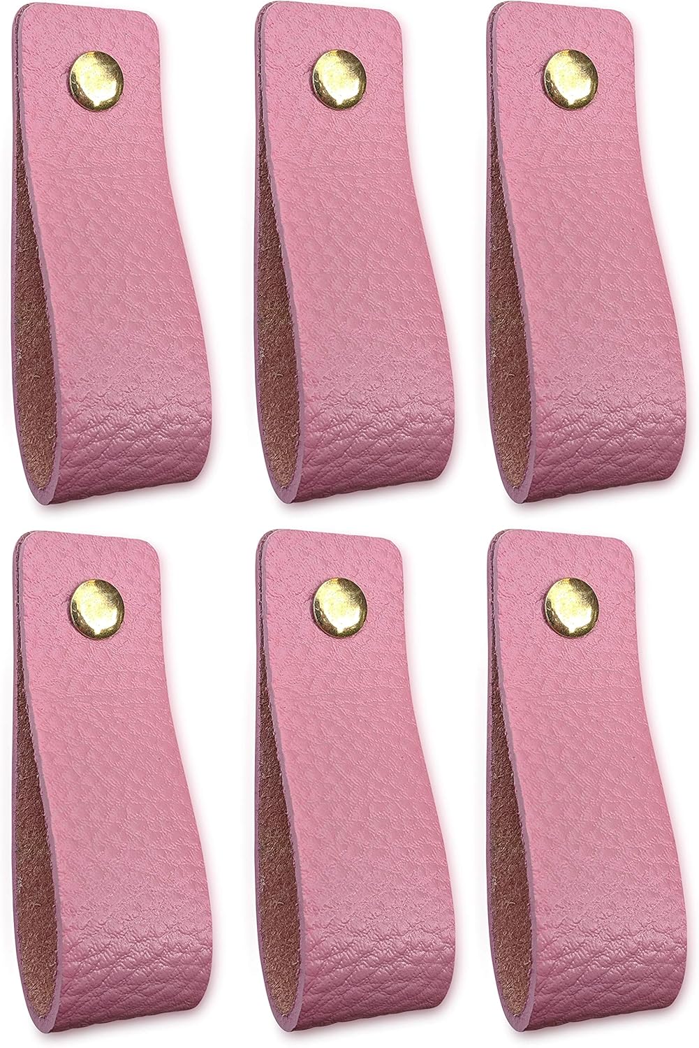 Brute Strength, Leather Handles for Furniture, Old Pink, 6 pcs, 16,5 x 2,5 cm, Cabinet Handle