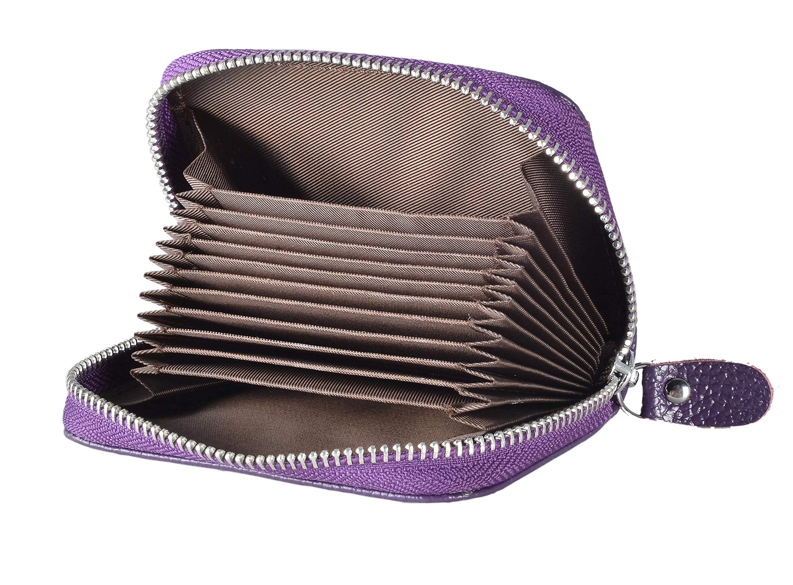 ehsbuy Credit Card Holder Wallet RFID Blocking Genuine Leather ID Holder Wallets for Women & Men with Keychain(Purple)