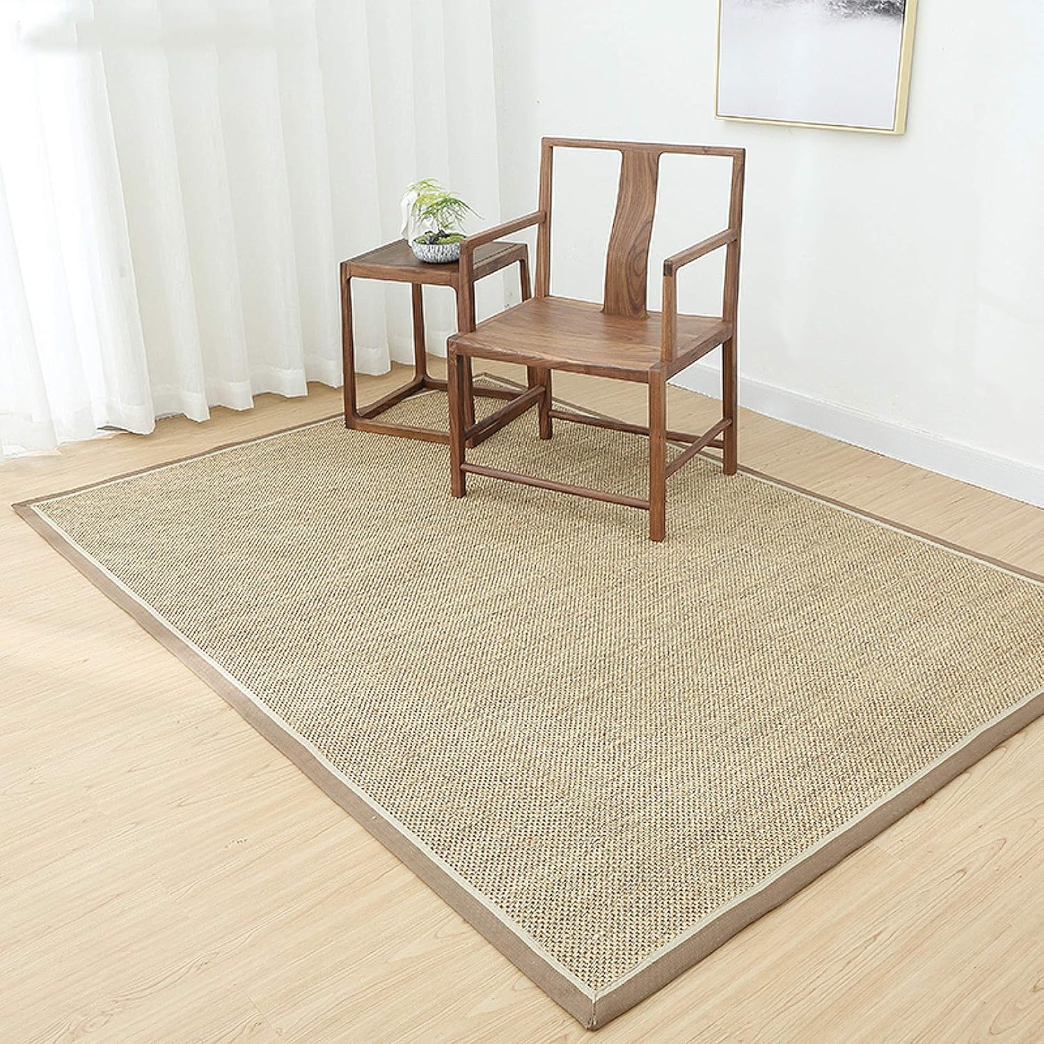 XM&LZ Fibres Naturelles Jute Tapis,Anti-Skid Tissé à La Main Tapis De