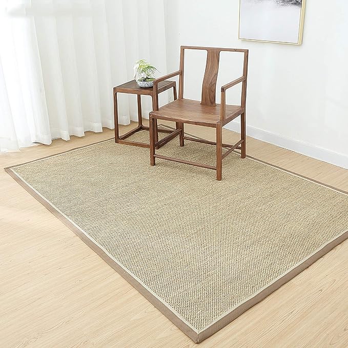 XM&LZ Fibres Naturelles Jute Tapis,Anti-Skid Tissé à La Main Tapis De