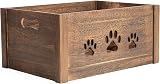 Green Leaves Paw Shaped Dog Toy Storage Crate Box Medium Brown
