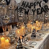 New Years Eve Party Supplies - New Years Decorations 2026 - 98 Pcs Sets With Happy New Year Balloons,Disco Balls, Hats, Headbands, Glasses,Noise Makers,Fringe Curtains - Nye Decor Backdrop Accessories